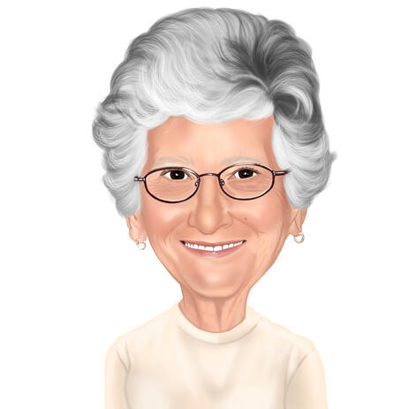 Grandmother Caricature in Colored Digital Style from Photo - example