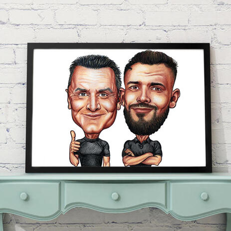 Poster Print Gift Caricature - Friends Cartoon from Photos in Funny Exaggerated Style - example