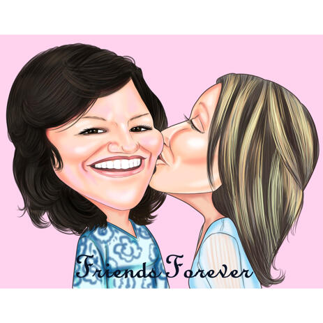 Friends Forever High Exaggerated Caricature in Colored Style from Photos - example