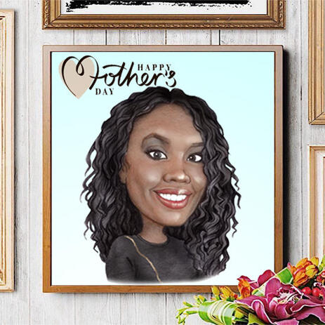 Custom Photo Print: Drawing of Woman Cartoon from Photo in Colored Pencils - example