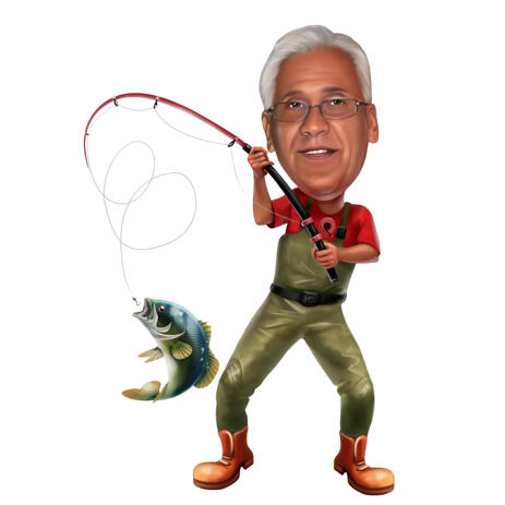 Big Fish Caricature for a Fisherman Custom Gift - example