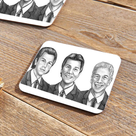 Caricature for Business Owners on Photo coasters - example