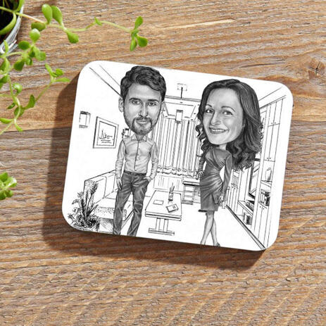 Colleagues Caricature on Photo coasters - example
