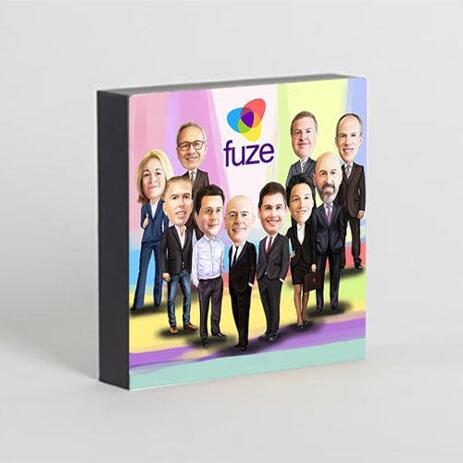 Employees Caricature on photo block - example