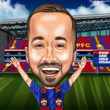Sport Caricature with Stadium Background in Colored Style - example