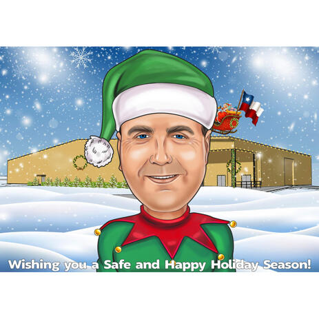 Xmas Employee Caricature from Photos with Background - example