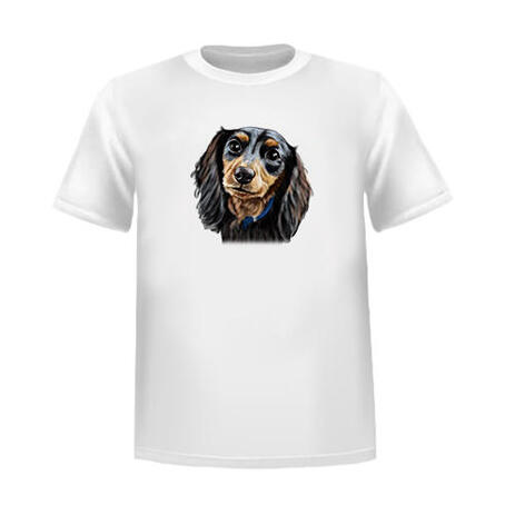 Custom Head and Shoulders Pet Caricature Portrait from Photos on T-shirt - example