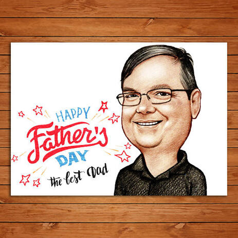 Dad Caricature Cartoon in Color Style Printed on Photo Paper for Father's Day Gift - example