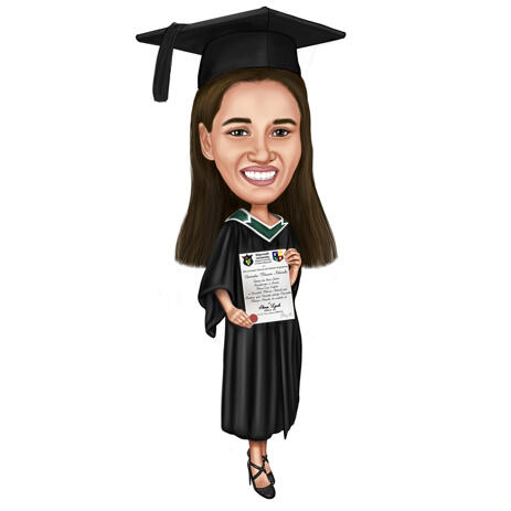 Graduation Caricature Portrait in Graduation Gown - example