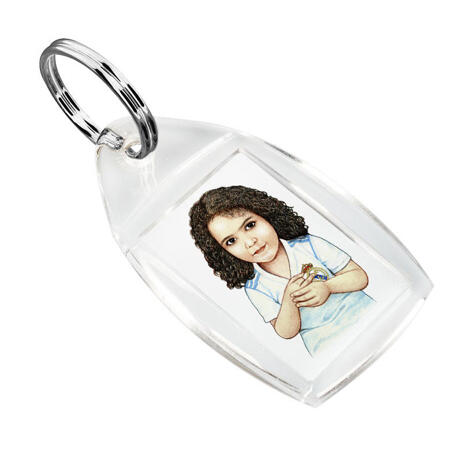 Kid Caricature Drawing Printed as Keyrings - example