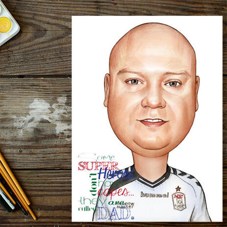 Super Hero Dad Portrait Caricature Printed on Photo Paper for Father's Day - example