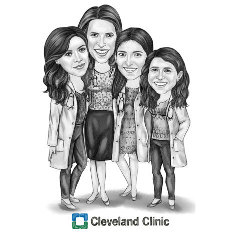 Full Body Sketch Caricature Hand-Drawn from Photographs for Best Colleagues Birthday Gift - example