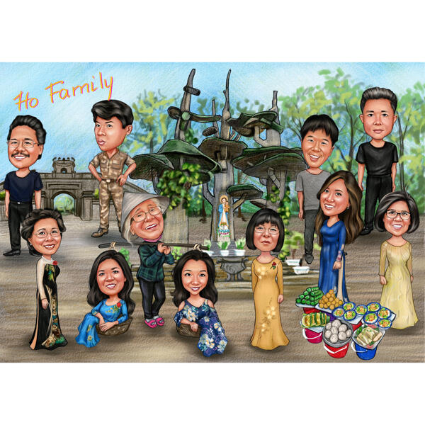 Group /& Family Caricature Portraits 11x14