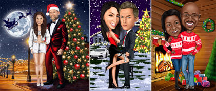 Christmas Couple Caricature