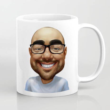 Funny Exaggerated Caricature in Colored Style Mug Gift for Man - example