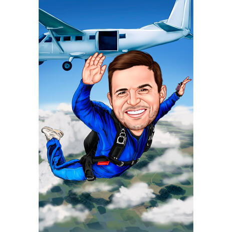 Parachutist Person Colored Style Caricature for Skydiving Lovers - example