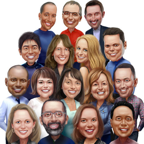 Colored Group Caricature from Photos - example