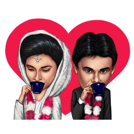 Indian Wedding Anniversary Gift Caricature from Photos - example
