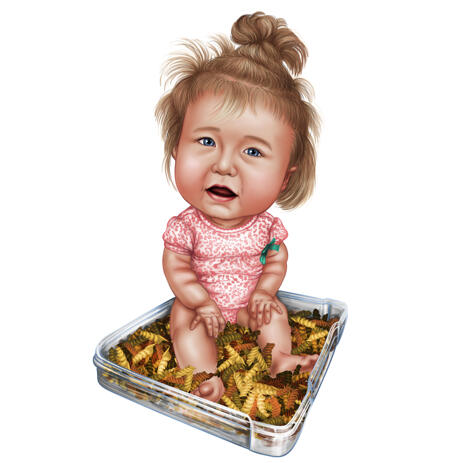 Cute Custom Baby Girl Caricature Hand Drawn from Photos - example