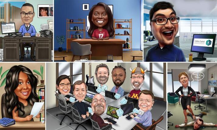 Desk Office Caricature large example