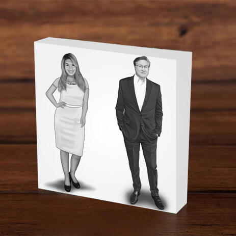Work Team Caricature on Photo Block - example