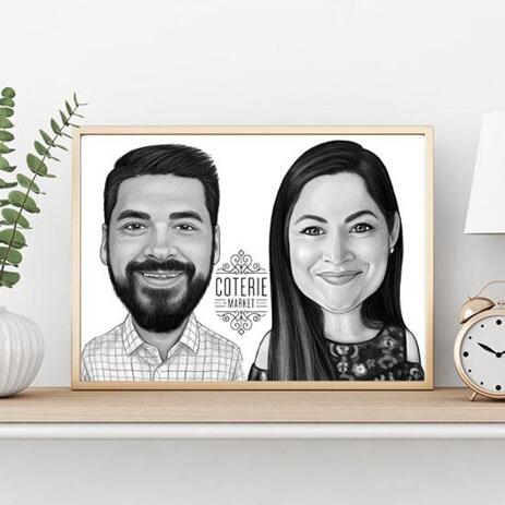 Business Partners Caricature on poster - example