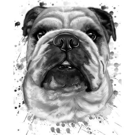 Graphite Portrait of Bulldogs in Head and Shoulders Watercolor Style from Photos - example