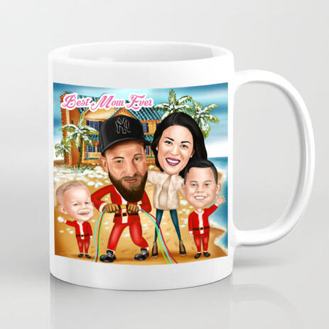 Kundenspezifischer Druck auf Becher: Gruppen-Familienzeichnung für Muttertagsgeschenk - example