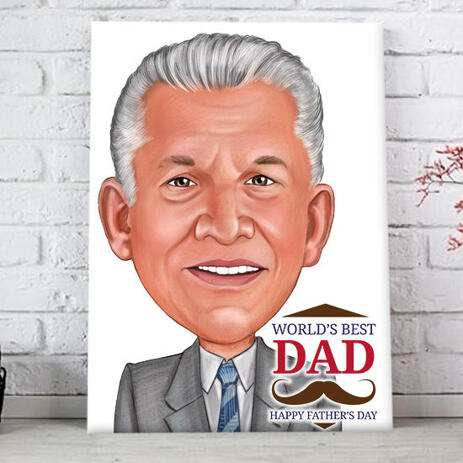 Fathers Day Gift Caricature in Colored Style from Photo Printed on Canvas - example