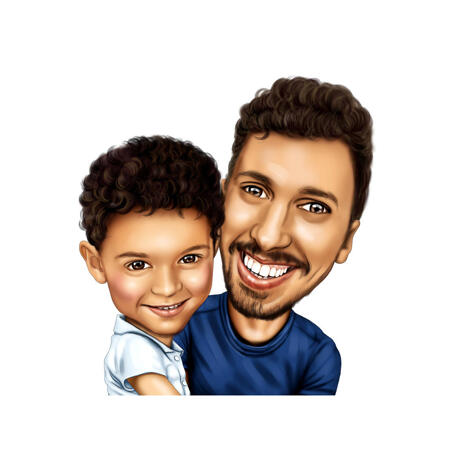 Daddy with Son Cartoon Caricature from Photos for Father Portrait Gift - example