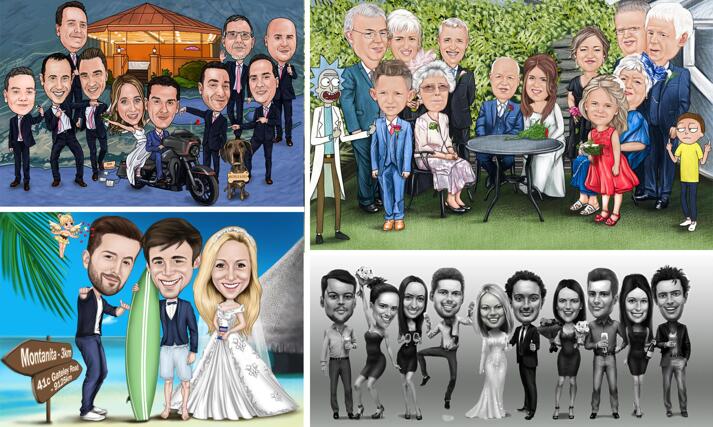 Wedding Guests Caricature large example