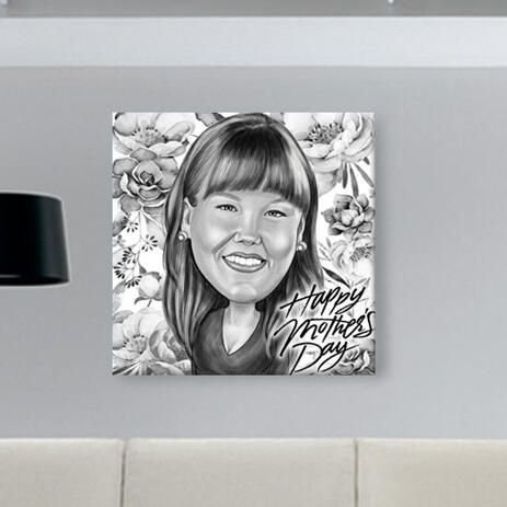 Personalized Mother's Day Gift: Caricature Printed on Canvas - example