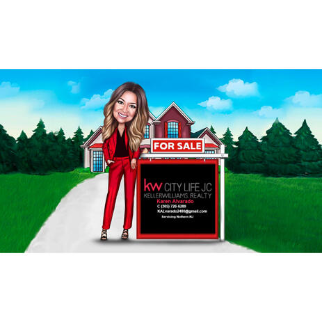 Realtor, Agency Cartoon Portrait Caricature - Custom Real Estate Logo - example