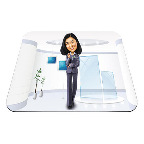 Office Caricature on Mouse Mat - example