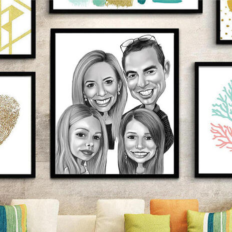 Print on Photo Paper: Custom Group Cartoon Drawing for Mother's Day Gift - example