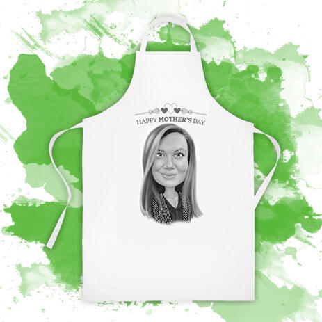 Print on Apron: Custom Caricature Drawing in Mother's Day Theme - example