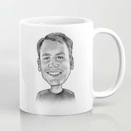 Cadeau de tasse de caricature personnalisé dans un style noir et blanc pour la fête des pères