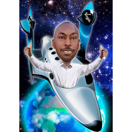 Ticket Agent Person Caricature from Photos with Custom Background - example