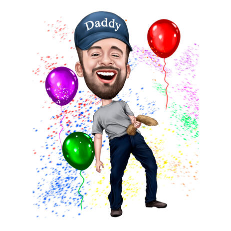 Hand Drawn Customized Birthday Caricature Drawing for Daddy - example
