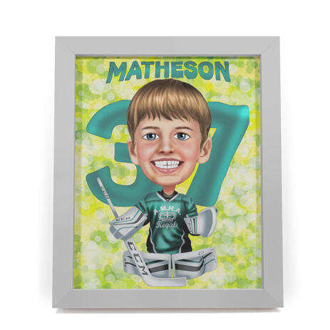 Kid Sport Caricature Gift from Photo Printed on Poster - example