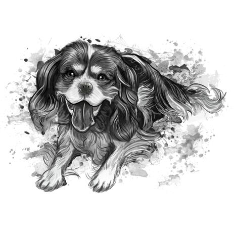 Watercolor Shades of Grey Dog Full Body Portrait from Photos - example