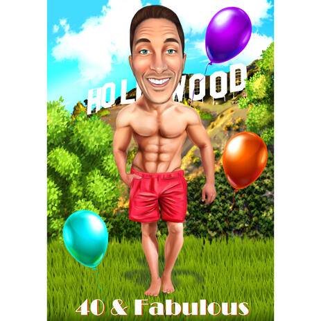 Personalized Brother Birthday Gift Cartoon Caricature with Custom Background - example