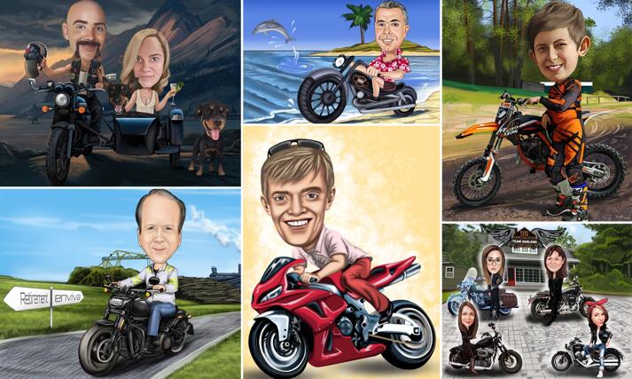 Motorcycle Caricatures large example