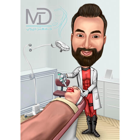 Custom Doctor Caricature Portrait from Photo for Plastic Surgeon Gift - example
