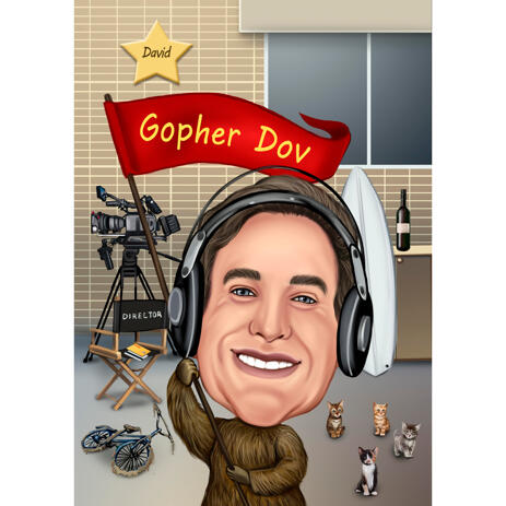 Custom Movie Director Caricature Gift in Colored Style from Photo - example