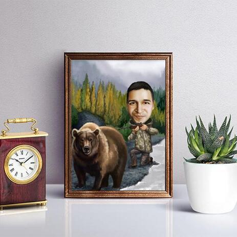 Man with Pet Caricature on Poster - example