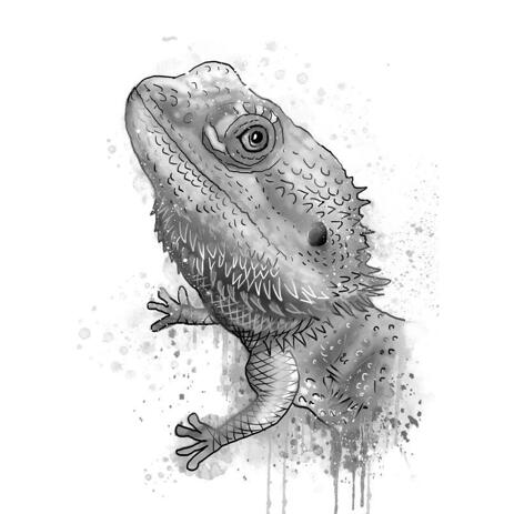 Grayscale Watercolor Style Reptile Portrait from Photos - example