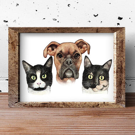 Pets Caricature Printed on Poster - example