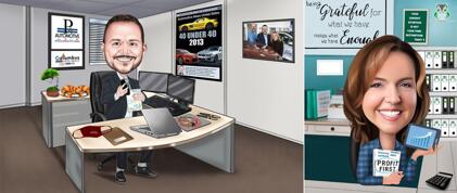 Desk Office Caricature
