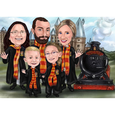 Harry Potter: Dessin de famille pour un portrait de famille personnalisé - example
